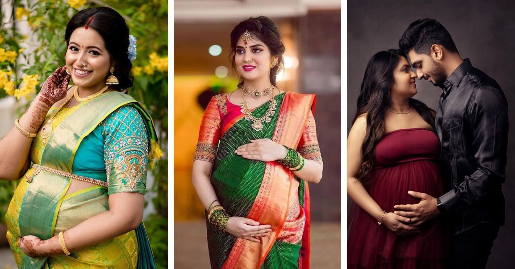 maternity photoshoot in saree