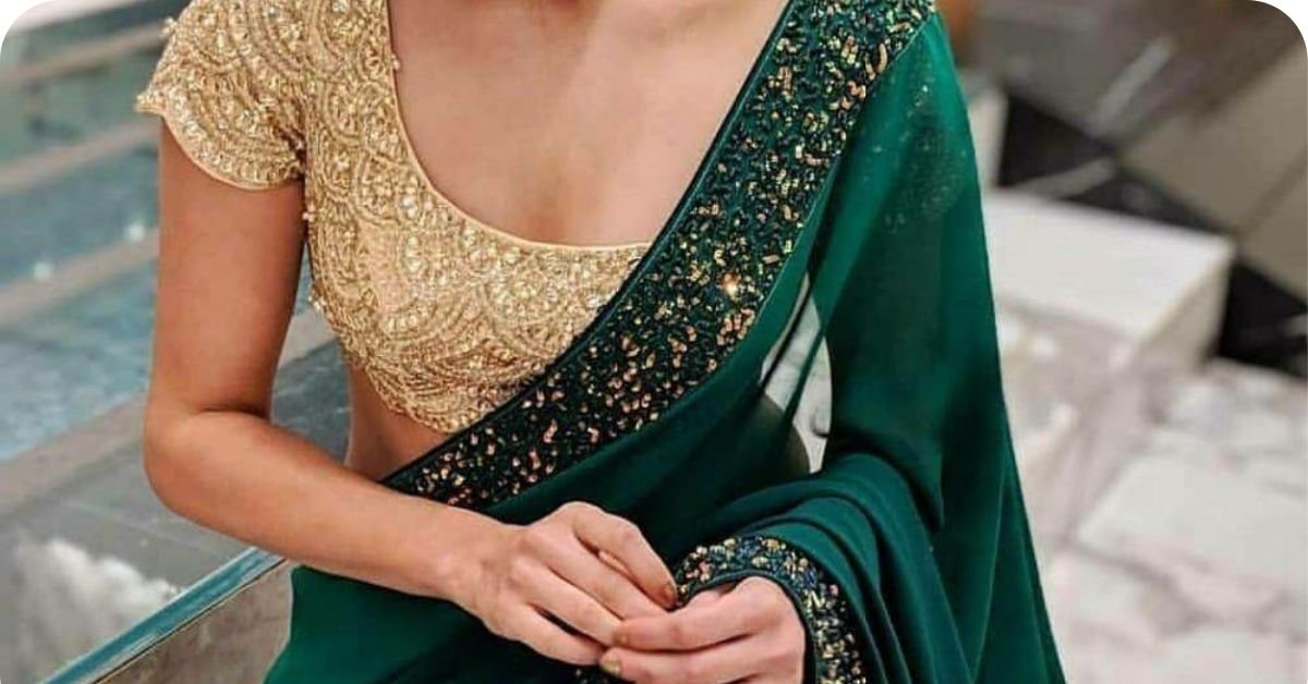green saree blouse designs