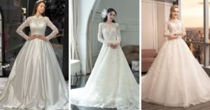 High-Neck Satin Gown