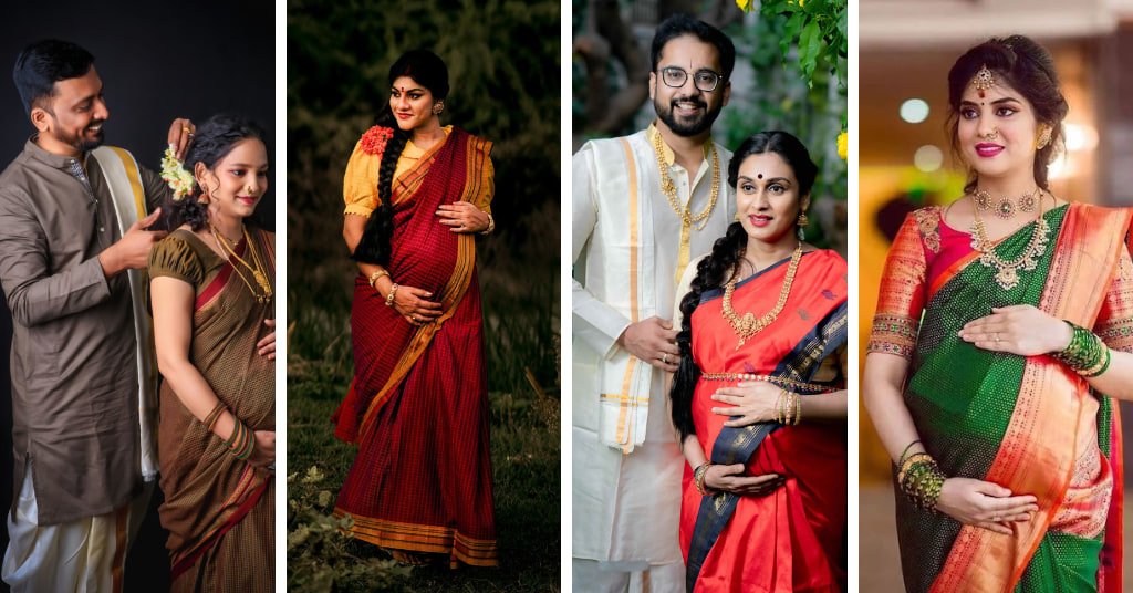 maternity photoshoot in saree