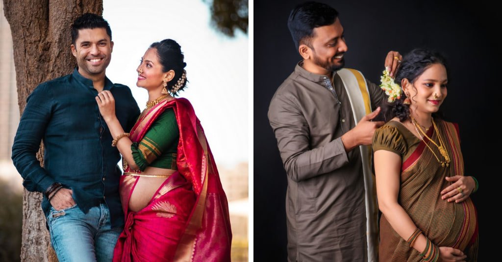 maternity photoshoot in saree