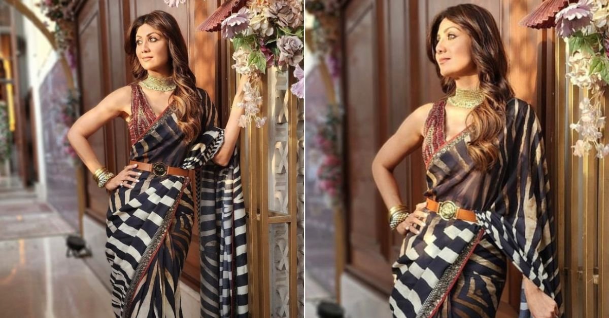 Shilpa Shetty's Saree: Monochrome chiffon