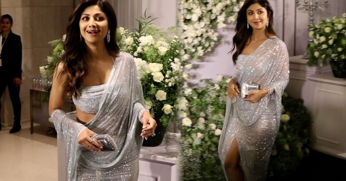 Shilpa Shetty's Saree: Silver shimmering