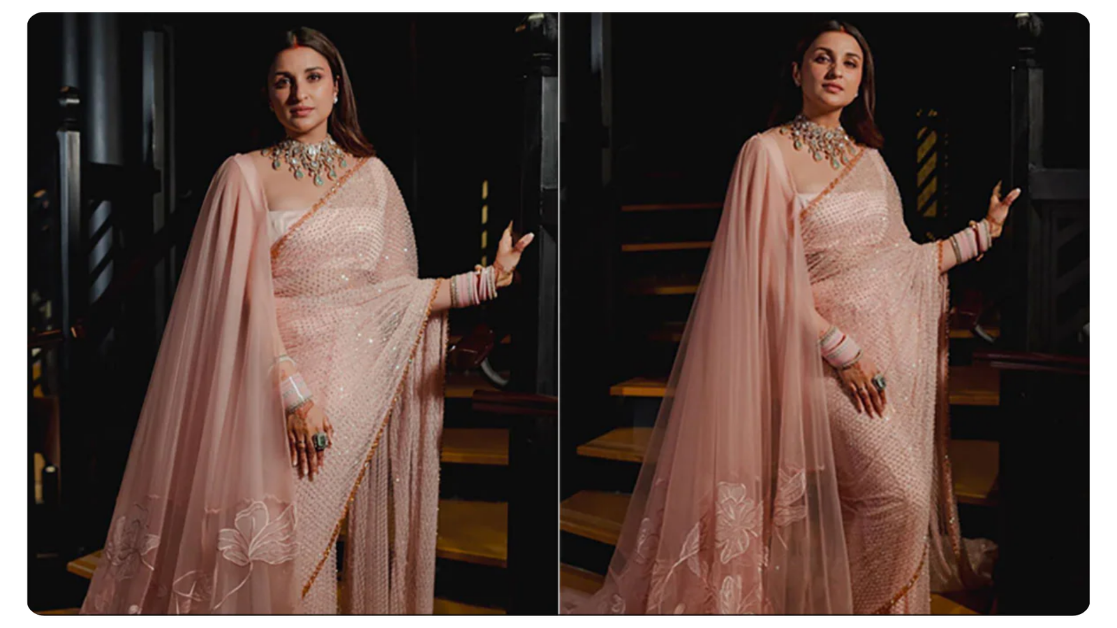 reception looks in saree