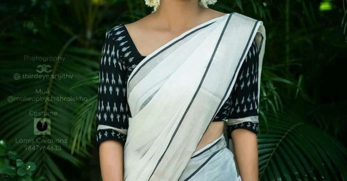 Kerala Saree with Black Blouse