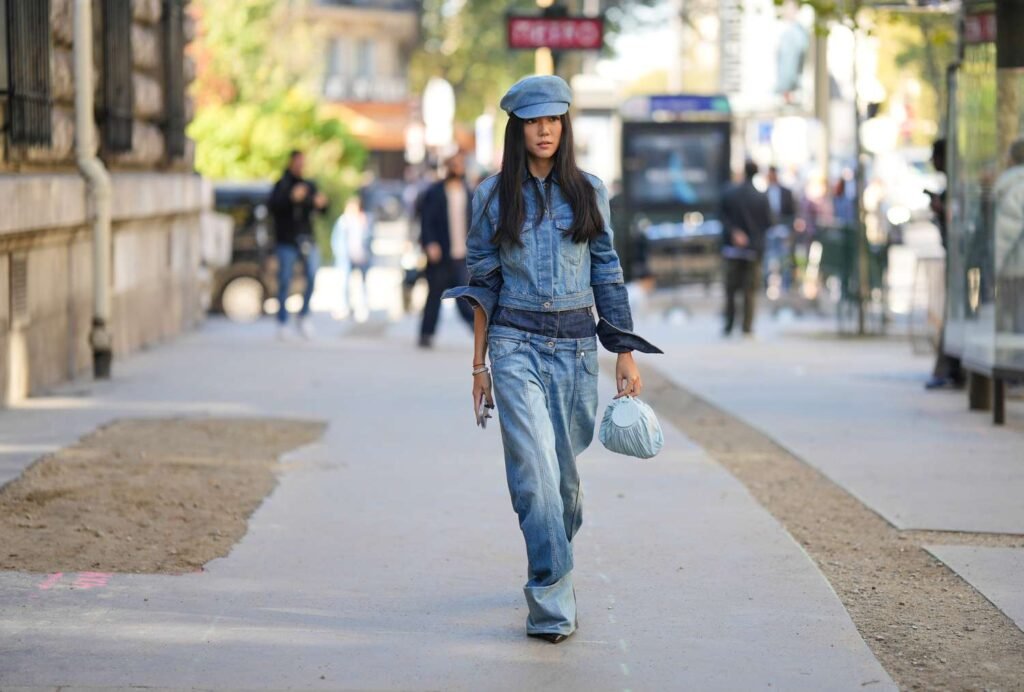 Denim Jacket with Wide Leg Jeans
