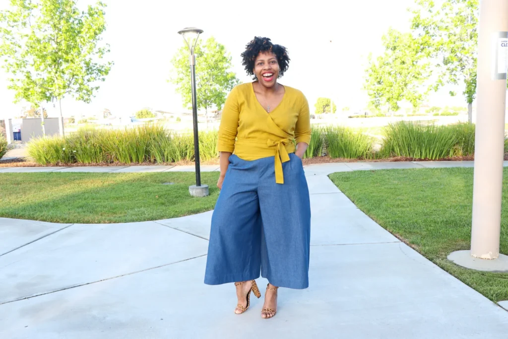 Wrap Top with Wide Leg Jeans