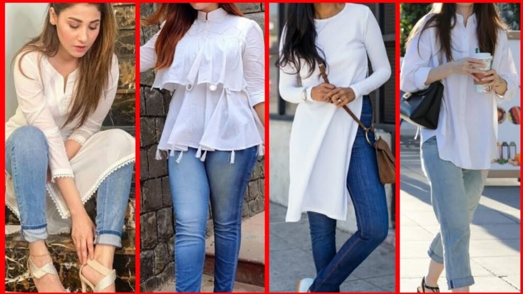 Kurti with Light Wash Jeans