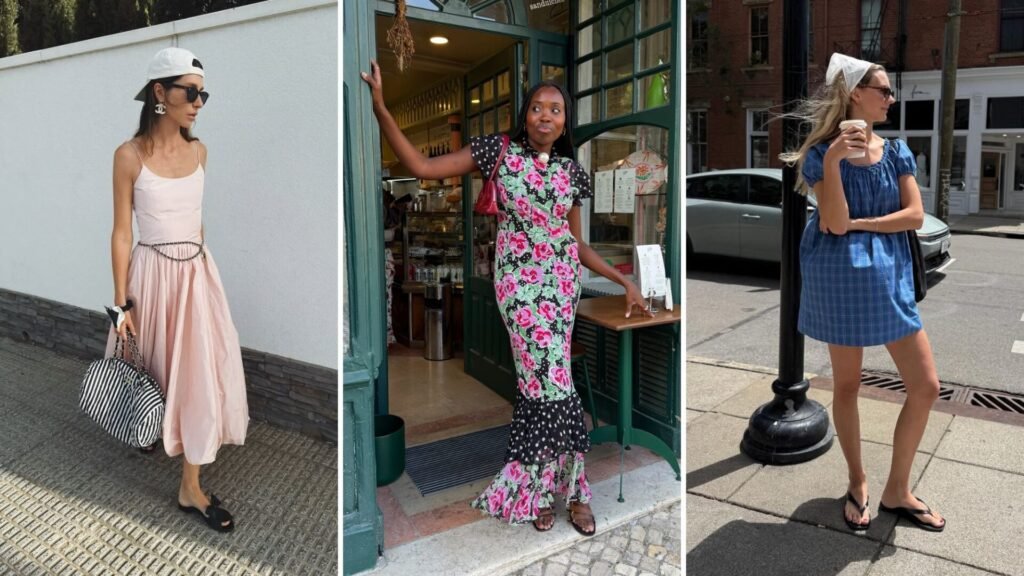 Floral Midi Dress With Sandals