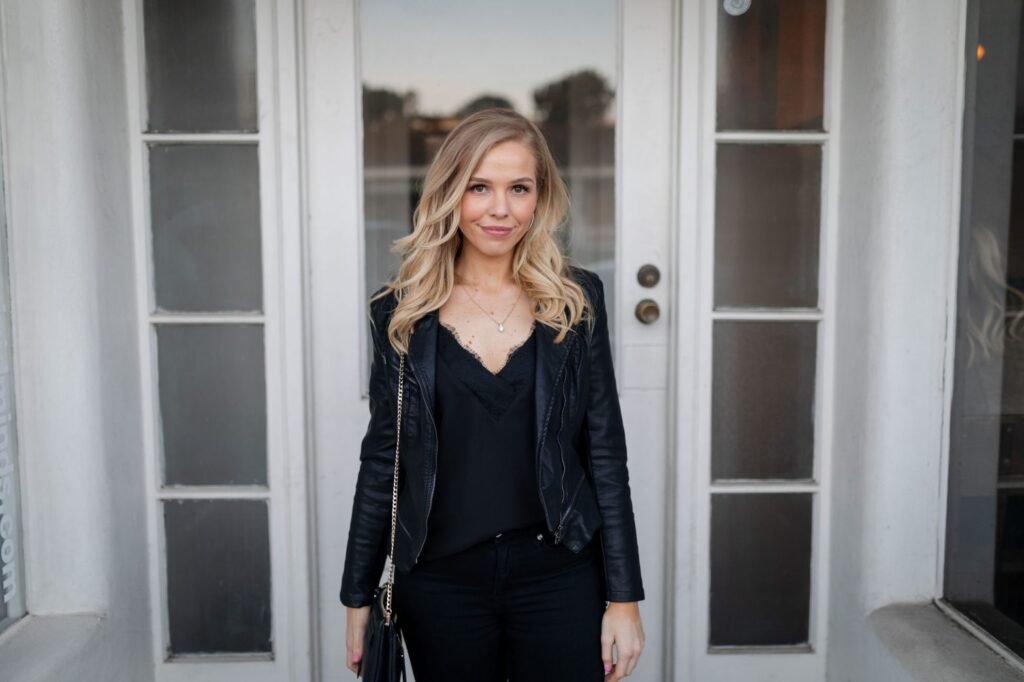 Faux Leather Jacket with Black Jeans