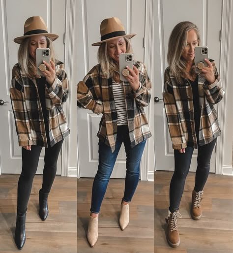 Plaid Shacket and Skinny Jeans