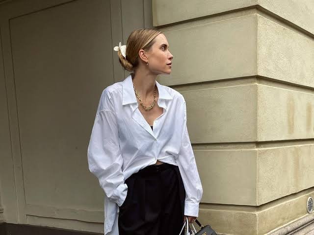 Cardigan with a Crisp White Shirt