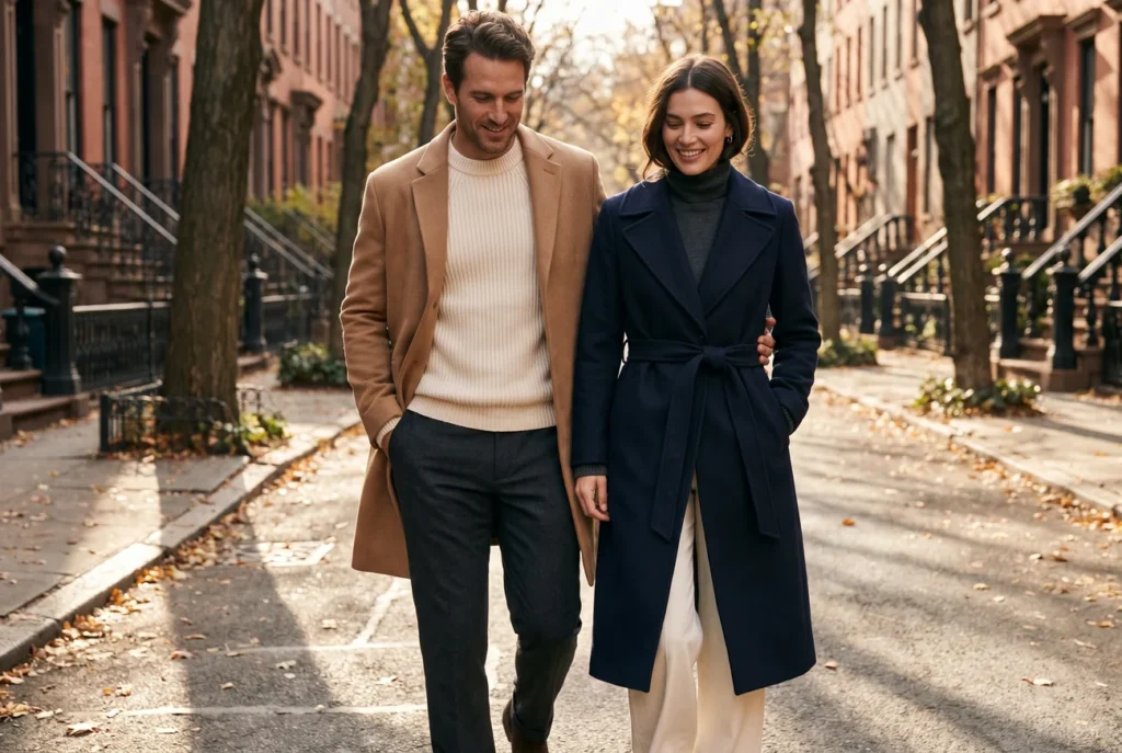 Wool Blazer with a Fine-Knit Sweater